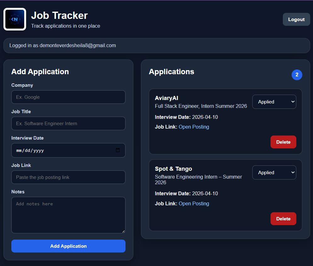 Job Tracker App Screenshot